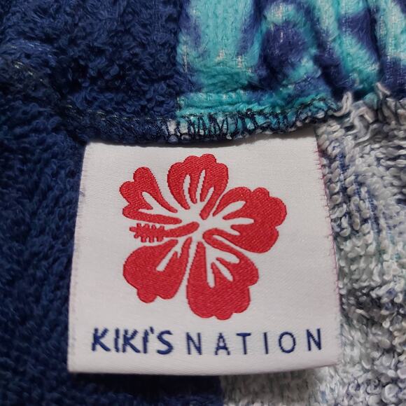 Kiki's Nation blue batik print cotton towelling beach pool pants - Picture 6 of 7